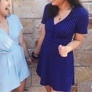 Zara Blue and pink polka dot dress